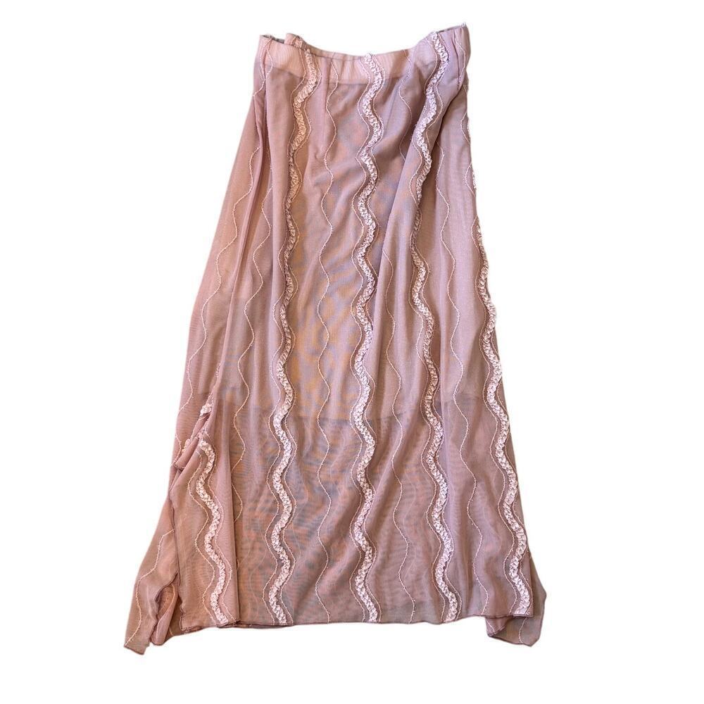 Pink Fairycore Asymmetrical Hem Midi Skirt Women's XL